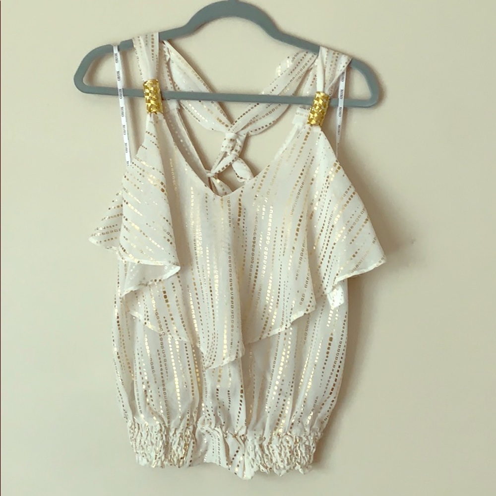 XOXO blouse in cream with gold accents